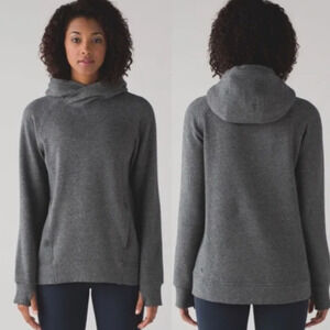 LULULEMON Fleece Please Pullover Hooded Jacket in Heather Grey Size 2